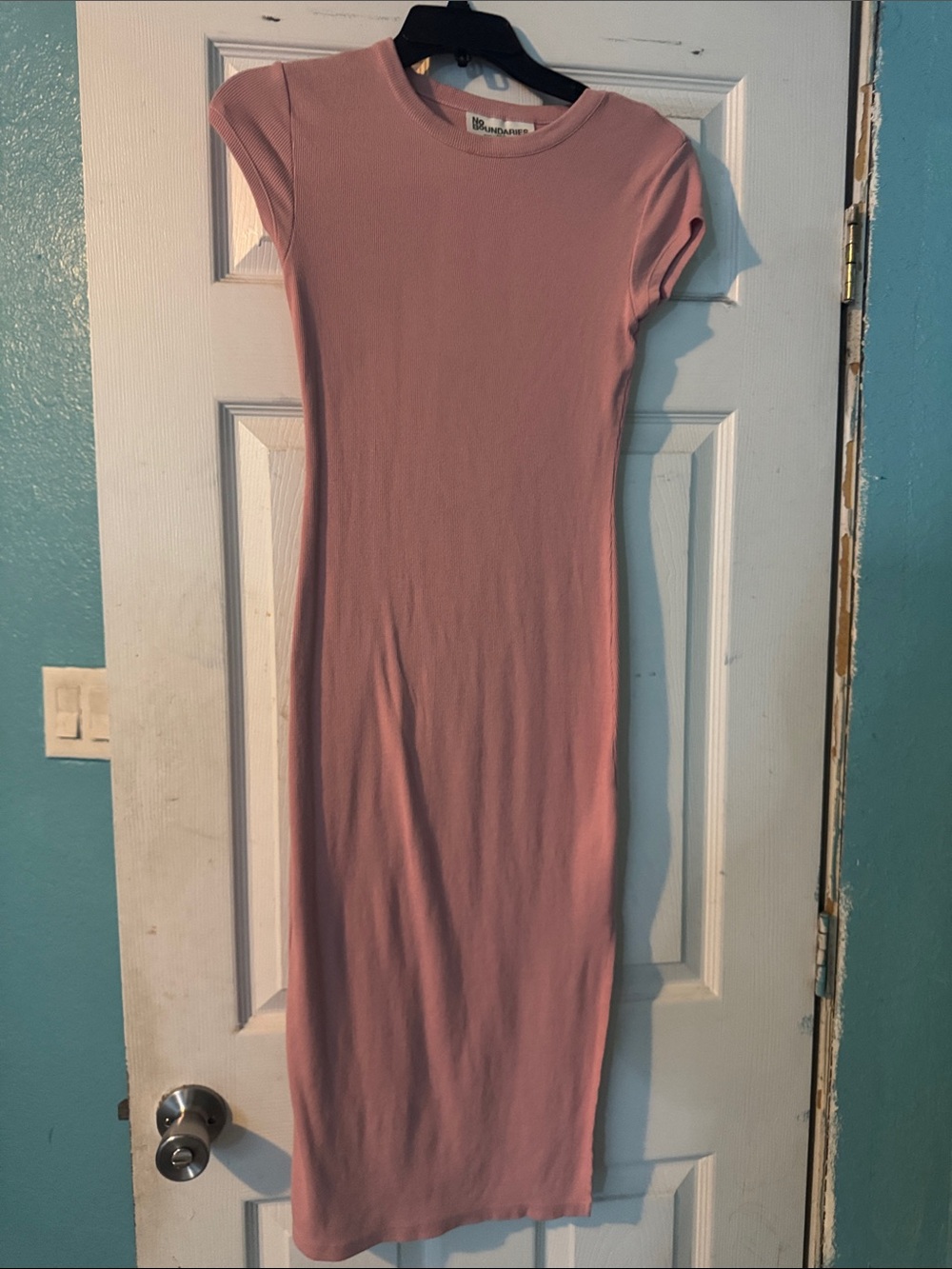 No Boundaries Rose Pink Ribbed Short Sleeve Maxi Dress